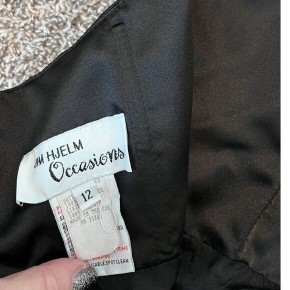 Jim Hjelm Occasions Black Strapless Satin Vintage Size 12 Dress - Picture 5 of 13
